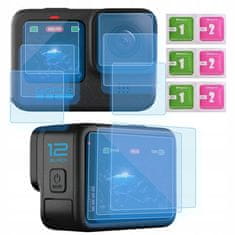 Nikcorp Kaljeno zaštitno staklo za GoPro Hero 9/10/11/12, 9H tvrdoća, set za ekran i objektiv, kristalna prozirnost, 6 komada