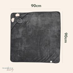 Nikcorp Ručnik za kupanje s kapuljačom za bebe, super upijajući i mekani, za nježnu kožu novorođenčadi, motiv slona, 90x90 cm, sivi