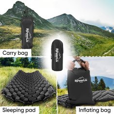 Nikcorp Zračni madrac za kampiranje, ultralaki, za planinarenje i spavanje, s heksagonalnim dizajnom za udobnost, crni 198x58 cm