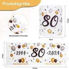 Nikcorp Dekorativni lampioni za 80. rođendan, set 12 kom, elegantna dekoracija stola s natpisom, za svijeće i lampice, bijeli