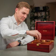 Nikcorp Drvena kutija za pohranu s 3 staklenke, luksuzna za suho bilje i pribor, s pladnjem i poklopcem, 23,7x24,5x10,5 cm