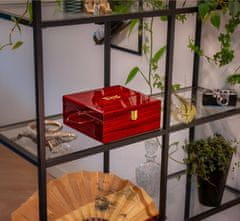 Nikcorp Drvena kutija za pohranu s 3 staklenke, luksuzna za suho bilje i pribor, s pladnjem i poklopcem, 23,7x24,5x10,5 cm