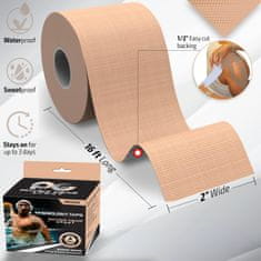 Nikcorp Kineziološka traka za sportaše, vodootporna za mišiće i zglobove, za fizioterapiju i rehabilitaciju, bež, 5 cm x 5 m
