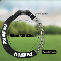 Nikcorp Lanac za zaključavanje bicikla, 90 cm, 5-znamenkasta šifra, zaštita od krađe, čelični lanac 7mm s najlonskom navlakom