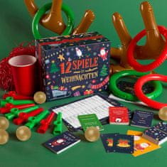 Nikcorp Set 12 božićnih društvenih igara za obitelj i prijatelje, zabavne igre za djecu i odrasle, 2-16 igrača, poklon za Božić