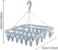 Nikcorp Sklopiva vješalica za rublje s 32 kvačice, rotirajuća 360°, za sušenje čarapa, donjeg rublja i odjeće, plava