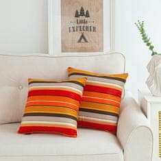 Nikcorp Set 2 ukrasne jastučnice za kauč i krevet, mekane i perive, prugasti uzorak, narančasto-crvene, 45x45 cm