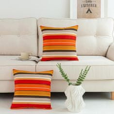Nikcorp Set 2 ukrasne jastučnice za kauč i krevet, mekane i perive, prugasti uzorak, narančasto-crvene, 45x45 cm