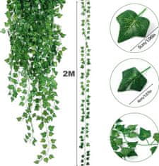 Nikcorp Solarna LED girlanda bršljan, 20 lampica, za vanjsku i unutarnju dekoraciju, umjetna zelena loza, 2 metra