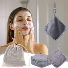 Nikcorp Set krpica za skidanje šminke od mikrovlakana, 9 komada, za višekratnu upotrebu, nježno čišćenje lica, sive, 15x15 cm