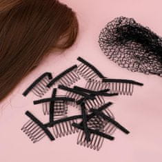 Nikcorp Kopče za ekstenzije za kosu 60 kom, metalne češljaste kopče za sigurno pričvršćivanje perika i umetaka, 7 zubaca, crne