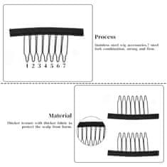Nikcorp Kopče za ekstenzije za kosu 60 kom, metalne češljaste kopče za sigurno pričvršćivanje perika i umetaka, 7 zubaca, crne