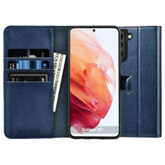 Nikcorp Preklopna torbica za Samsung Galaxy S21, futrola od eko kože s novčanikom i utorima za kartice, magnetsko zatvaranje, tamnoplava