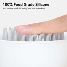 Nikcorp Silikonska četka za mačke za uklanjanje dlake s gumbom za samočišćenje, masažna, za kratku i srednju dlaku, bijela