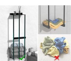 Nikcorp Držač za ručnike zidni bez bušenja, veliki stalak za 6 ručnika, nehrđajući čelik, za kupaonicu i kuhinju, crni 75x21,5cm