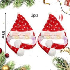 Nikcorp Božićne kape Djeda Mraza s pomičnim ušima i LED svjetlom, set 2 kom, mekani pliš za djecu i odrasle, zabavni poklon