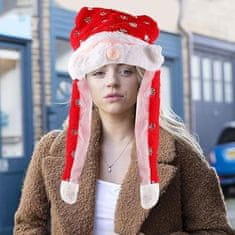 Nikcorp Božićne kape Djeda Mraza s pomičnim ušima i LED svjetlom, set 2 kom, mekani pliš za djecu i odrasle, zabavni poklon