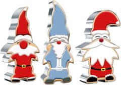 Nikcorp Set božićnih kalupa za kekse, 3 komada, nehrđajući čelik, za izradu kolača u obliku gnoma, sigurno za djecu, 13,5 cm