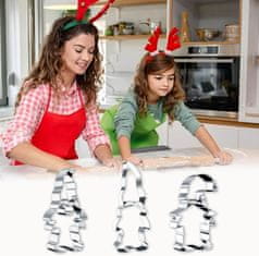 Nikcorp Set božićnih kalupa za kekse, 3 komada, nehrđajući čelik, za izradu kolača u obliku gnoma, sigurno za djecu, 13,5 cm