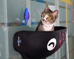 Nikcorp Ležaljka za mačke za prozor, viseća mreža u obliku ribe, krevet za sunčanje i odmor, s jakim vakuumskim držačima, crna 56x18x20 cm