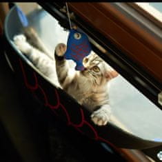 Nikcorp Ležaljka za mačke za prozor, viseća mreža u obliku ribe, krevet za sunčanje i odmor, s jakim vakuumskim držačima, crna 56x18x20 cm