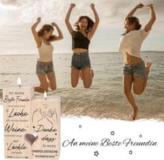 Nikcorp Drveni svijećnjak sa svijećama u obliku srca, personalizirani poklon za najbolju prijateljicu, romantična dekoracija, 12x10x4,5 cm