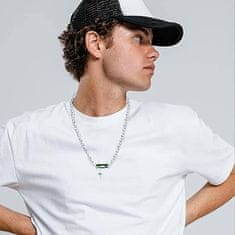 Nikcorp Srebrna ogrlica sa zelenim kristalom, unisex lančić, elegantan modni dodatak, podesiva duljina 23,5-26,5 cm, poklon