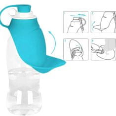 Nikcorp Boca za vodu za pse s preklopnom zdjelicom, prijenosna pojilica za putovanja i šetnje, BPA free plastika, 550 ml, tirkizna