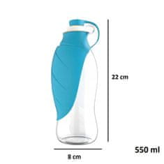 Nikcorp Boca za vodu za pse s preklopnom zdjelicom, prijenosna pojilica za putovanja i šetnje, BPA free plastika, 550 ml, tirkizna