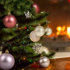 Nikcorp Božićne kuglice za bor, nelomljive i sigurne za djecu, set 20 komada s vezicama, crvene, zlatne i roze, 6 cm