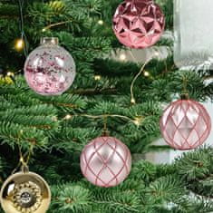 Nikcorp Kuglice za bor neraskidive, set 9 kom, ukrasne božićne dekoracije za jelku, zlatne i roze boje, promjer 8 cm