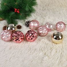 Nikcorp Kuglice za bor neraskidive, set 9 kom, ukrasne božićne dekoracije za jelku, zlatne i roze boje, promjer 8 cm