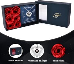 Nikcorp Ogrlica Volim te na 100 jezika s anđeoskim krilima, posrebreni nakit za žene, poklon za Valentinovo u kutijici, srebrna