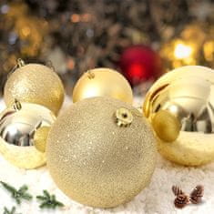 Nikcorp Set 6 velikih kuglica za bor, nelomljive i sigurne, 3 vrste završne obrade, za unutarnju i vanjsku dekoraciju, zlatne, 10 cm