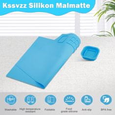 Nikcorp Silikonska podloga za slikanje s držačem kistova, paletom i posudom za vodu, neklizajuća, periva, za djecu i kreativne radionice