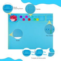 Nikcorp Silikonska podloga za slikanje s držačem kistova, paletom i posudom za vodu, neklizajuća, periva, za djecu i kreativne radionice