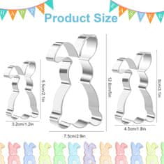 Nikcorp Kalupi za kekse Uskrsni zečići 3 kom, nehrđajući čelik, perivi u perilici, sigurni za djecu, za kolače i tijesto, 12,8/8/5,5 cm