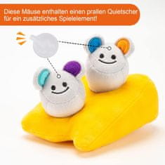 Nikcorp Interaktivna igračka za pse Sir i Miš 2u1, plišana edukativna igračka sa skrivalicom za poslastice i 2 piskutava miša