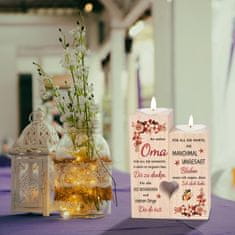 Nikcorp Set 2 drvena svijećnjaka u obliku srca s gravurom, poklon za baku, dekoracija za dom, stol ili komodu, prirodna boja drva