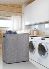 Nikcorp Košara za rublje 150L s 2 odjeljka, sklopiva s poklopcem i odvojivim torbama za sortiranje odjeće, siva