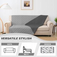 Nikcorp Podloga za pse dvostrana vodootporna, periva u perilici, zaštitna prostirka za kauč i namještaj, siva, 132x203 cm