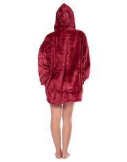 Nikcorp Deka majica s kapuljačom 2u1, topla i udobna, debela podstava od šerpe, velika džepna kapuljača, OEKO-TEX, crvena XXL