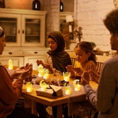 Nikcorp LED svijeće za Ramadan, set 4 kom, dekorativne lampe za stol, toplo bijelo svjetlo, motivi mjesec i zvijezde, zlatne