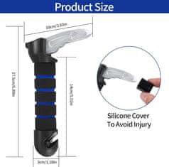 Nikcorp Rukohvat za pomoć pri ulasku u auto za starije osobe 3u1, rezač pojasa i čekić za staklo, protuklizni, crni