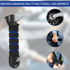 Nikcorp Rukohvat za pomoć pri ulasku u auto za starije osobe 3u1, rezač pojasa i čekić za staklo, protuklizni, crni