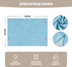 Nikcorp Podmetači za stol set 4 komada, perivi u perilici, zaštita od mrlja i topline, za blagovaonicu i terasu, svijetloplavi 30x45 cm