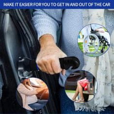 Nikcorp Rukohvat za pomoć pri ulasku u auto za starije osobe 3u1, rezač pojasa i čekić za staklo, protuklizni, crni