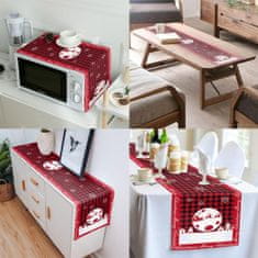 Nikcorp Božićni stolni nadstolnjak za blagovaonski stol, pamuk i lan, dekoracija za Božić, crveni s kariranim uzorkom, 33x230 cm