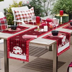 Nikcorp Božićni stolni nadstolnjak za blagovaonski stol, pamuk i lan, dekoracija za Božić, crveni s kariranim uzorkom, 33x230 cm