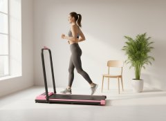 Nikcorp Električna traka za trčanje sklopiva za ispod kreveta, 1-12 km/h, nosivost 120 kg, s daljinskim upravljačem, roza